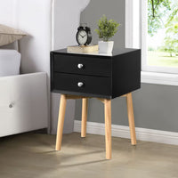 Thumbnail for Bedside Table With 2 Drawers And Rubber Wood Legs