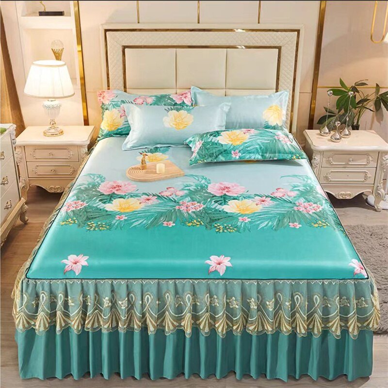 Bed Skirt Style Bedspread Lace Set - Casatrail.com