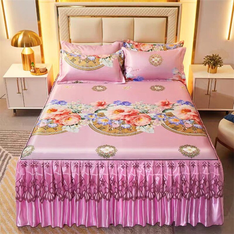 Bed Skirt Style Bedspread Lace Set - Casatrail.com