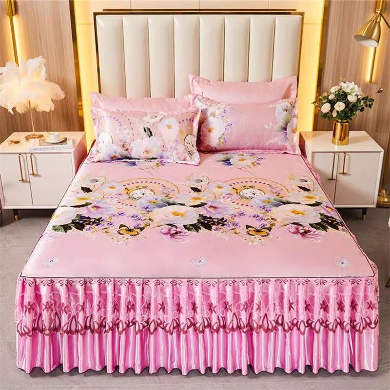 Bed Skirt Style Bedspread Lace Set - Casatrail.com