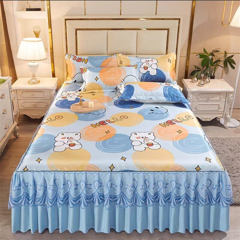 Bed Skirt Style Bedspread Lace Set - Casatrail.com