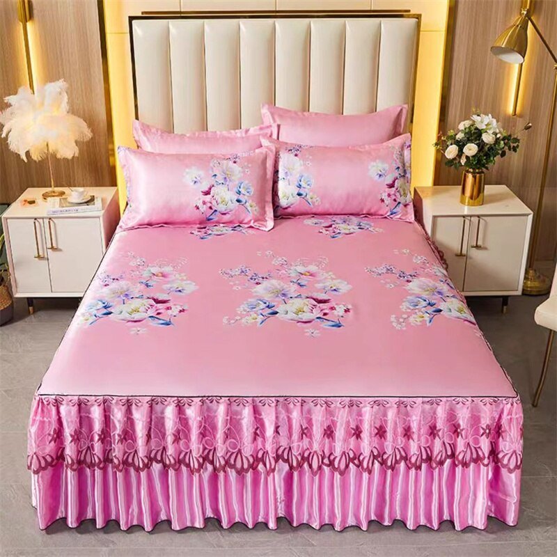 Bed Skirt Style Bedspread Lace Set - Casatrail.com