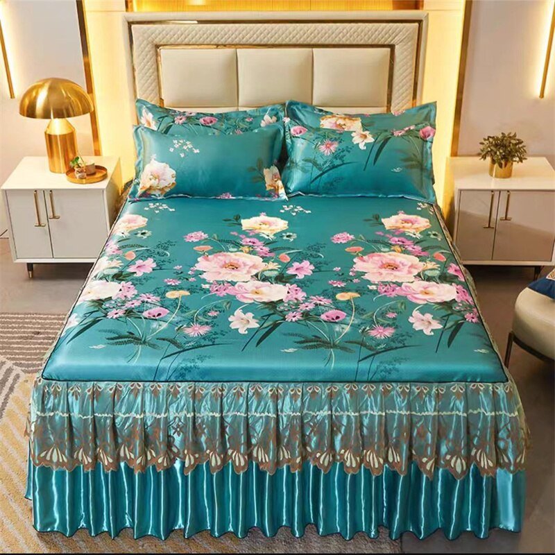 Bed Skirt Style Bedspread Lace Set - Casatrail.com