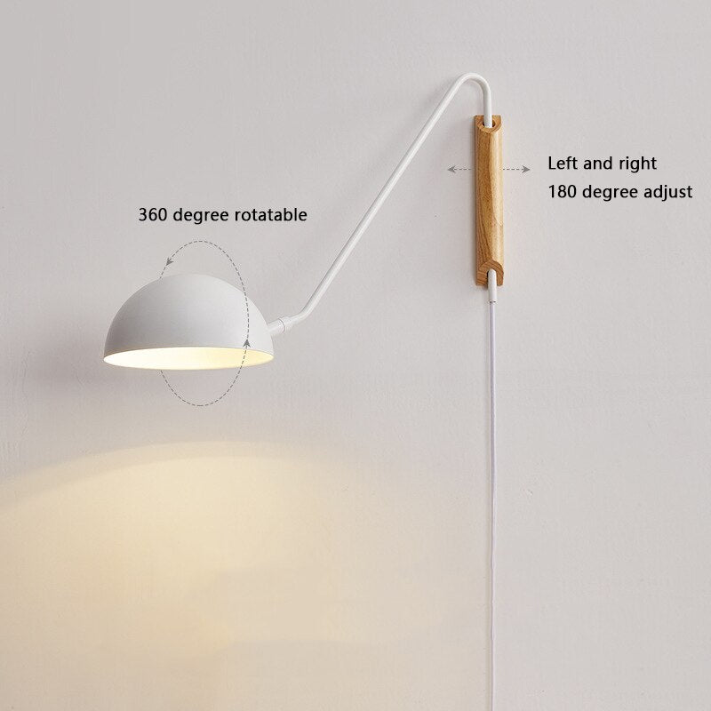 Bedroom Bedside Wall Lamps Plug - In With Swing Long Arms - Casatrail.com