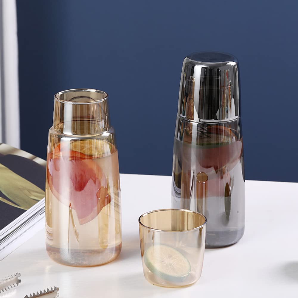 Bedside Carafe with Glass Cup Set - Night Water Pitcher - Bedroom/Guest Room Decor - Casatrail.com