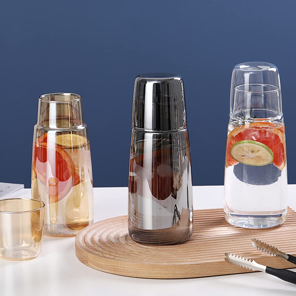 Bedside Carafe with Glass Cup Set - Night Water Pitcher - Bedroom/Guest Room Decor - Casatrail.com