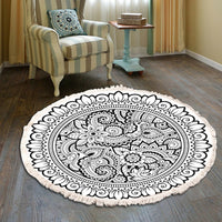 Thumbnail for Bedside Mat - Fringe Print Round Rug - Casatrail.com