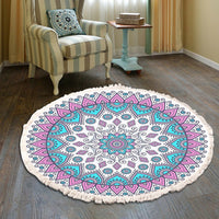 Thumbnail for Bedside Mat - Fringe Print Round Rug - Casatrail.com