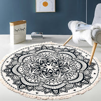 Thumbnail for Bedside Mat - Fringe Print Round Rug - Casatrail.com