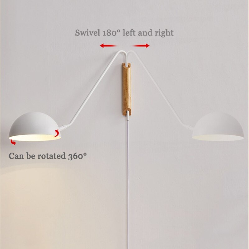 Bedside Wall Lamp With Rotating Swing Arm Hanging Light - Casatrail.com