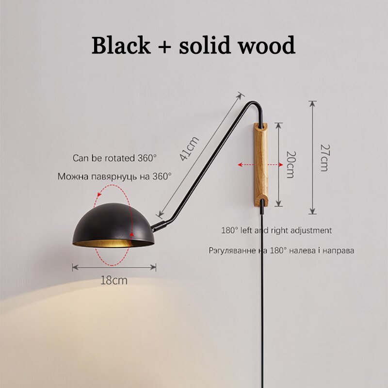 Bedside Wall Lamp With Rotating Swing Arm Hanging Light - Casatrail.com