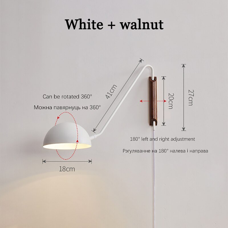 Bedside Wall Lamp With Rotating Swing Arm Hanging Light - Casatrail.com