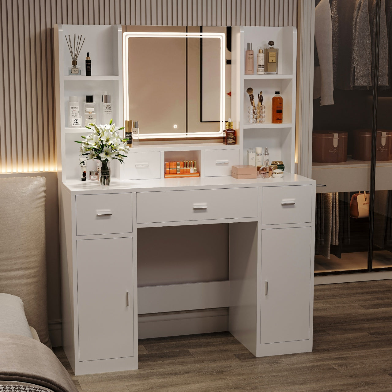 Smart Mirror Dressing Table With Drawers And Storage Cabinet