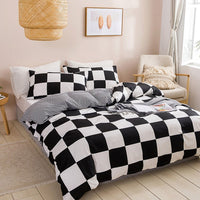 Thumbnail for Black And White Bedding Set - Grid Lattice Bed Linen - Summer Duvet Sets - Casatrail.com