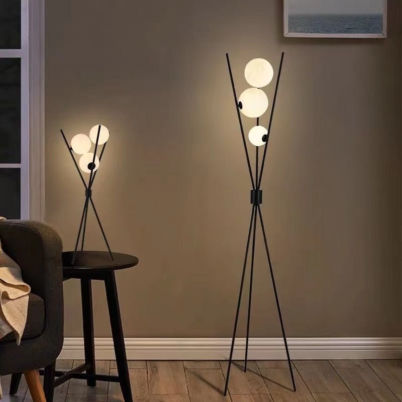 Black Floor Lamp and 3D Moon Lamp Shade - Casatrail.com