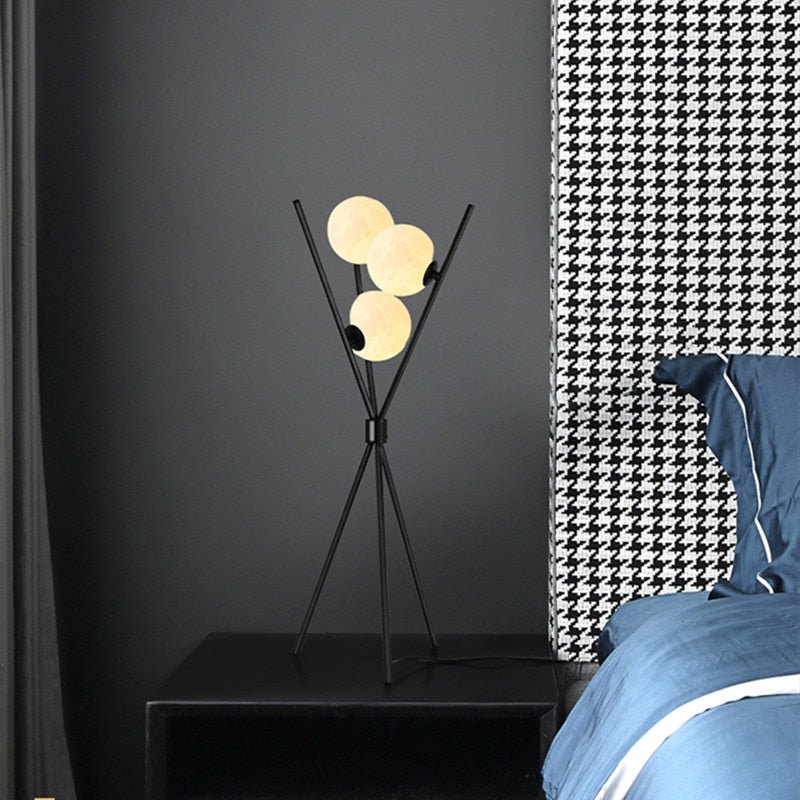 Black Floor Lamp and 3D Moon Lamp Shade - Casatrail.com