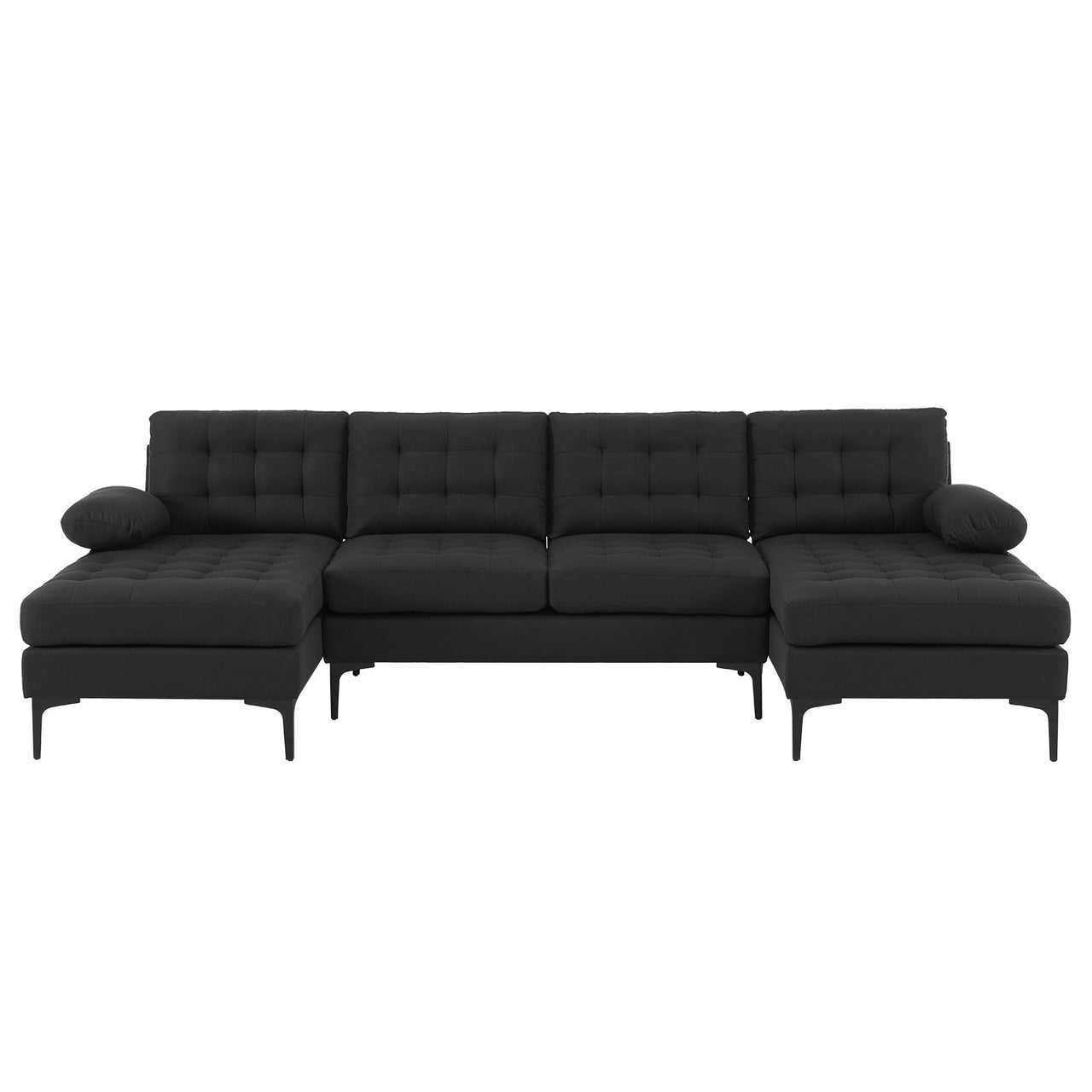 Black Indoor Sectional Sofa with U - shaped Armrest - Casatrail.com