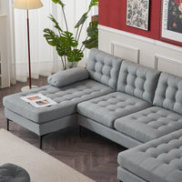 Thumbnail for Black Indoor Sectional Sofa with U - shaped Armrest - Casatrail.com