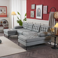 Thumbnail for Black Indoor Sectional Sofa with U - shaped Armrest - Casatrail.com