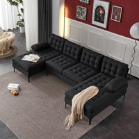 Thumbnail for Black Indoor Sectional Sofa with U - shaped Armrest - Casatrail.com