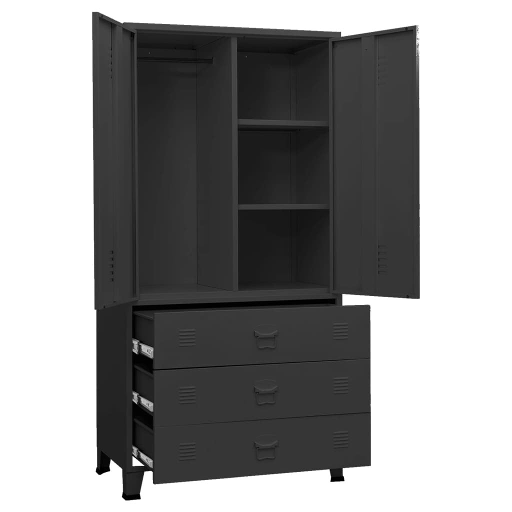 Black Modular Metal Wardrobe Closet - Casatrail.com