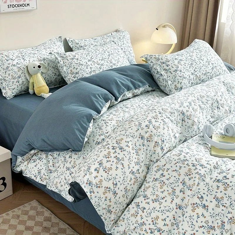 Blue Flower Duvet Cover Set - Casatrail.com