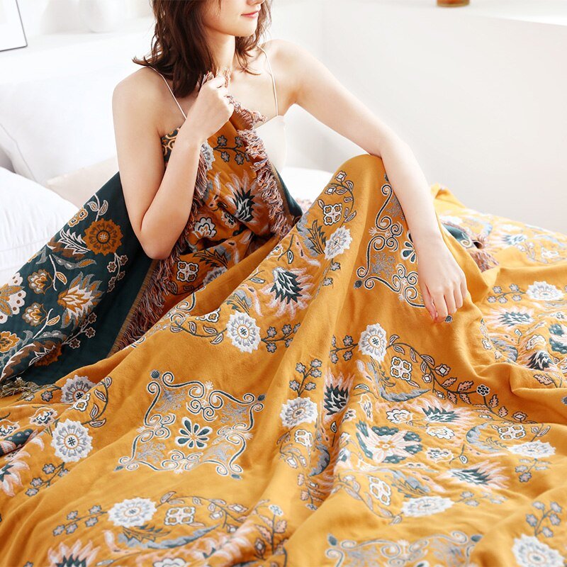 Bohemian Style Cotton Throw Blanket - Casatrail.com