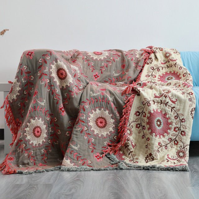 Bohemian Style Cotton Throw Blanket - Casatrail.com