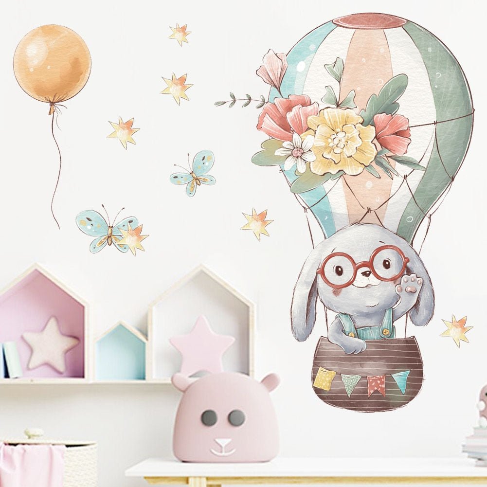 Bunny Balloon Nursery Wall Stickers - PVC Material - Casatrail.com