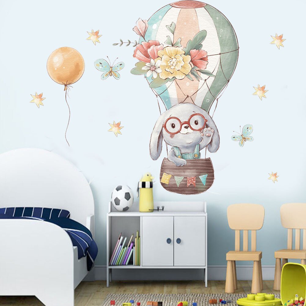 Bunny Balloon Nursery Wall Stickers - PVC Material - Casatrail.com