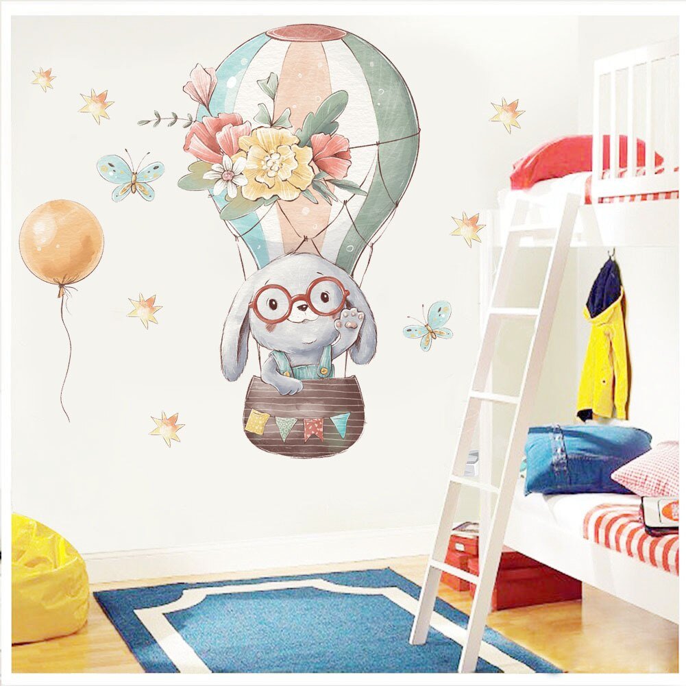 Bunny Balloon Nursery Wall Stickers - PVC Material - Casatrail.com