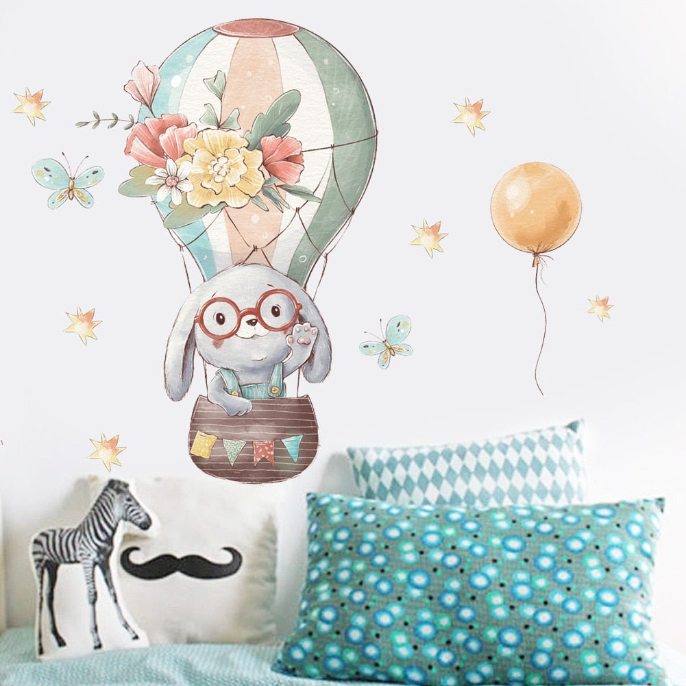 Bunny Balloon Nursery Wall Stickers - PVC Material - Casatrail.com