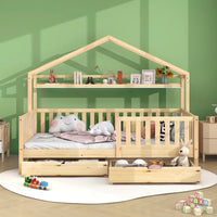 Thumbnail for Burlywood House Bed for Children and Youth with Storage Drawers - Casatrail.com