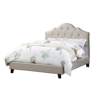 Thumbnail for Contemporary 1pc Queen Size Bed Adjustable HB Light Brown Polyfiber Tufted Upholstered Wooden Bedframe Bedroom Furniture