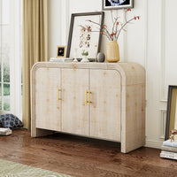 Thumbnail for Vintage Minimalist Curved Sideboard With Gold Handles And Adjustable Partitions