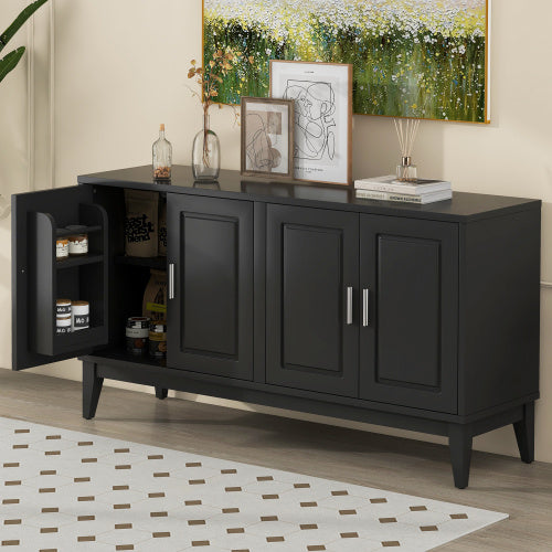 4 Door Sideboard Storage Cabinet With Gantry With Adjustable Shelves