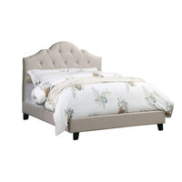 Thumbnail for Contemporary 1pc Queen Size Bed Adjustable HB Light Brown Polyfiber Tufted Upholstered Wooden Bedframe Bedroom Furniture