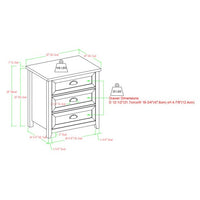 Thumbnail for Transitional Farmhouse Framed 3-Drawer Nightstand With Cup Handles - Grey Wash