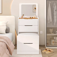 Thumbnail for 3 In 1 Dressing Table With Flip Mirror And Light, 3 Drawers, Storage Stool, 3 Color Lighted Mirror