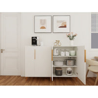 Thumbnail for Modern White Sideboard Cabinet With Gold Handles For Kitchen, Dining Room Furniture Organizer