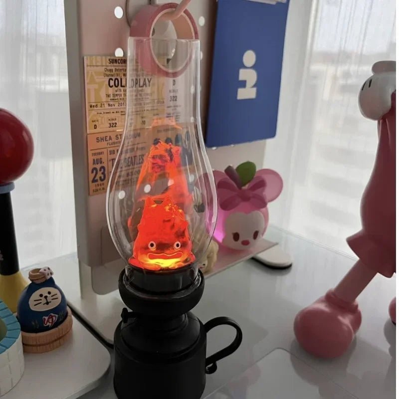 Flameless Calcifer Night Light - Halloween Retro Decorative Candle Light, Cartoon Anime Kerosene Lamp for Bedroom Bedside Table
