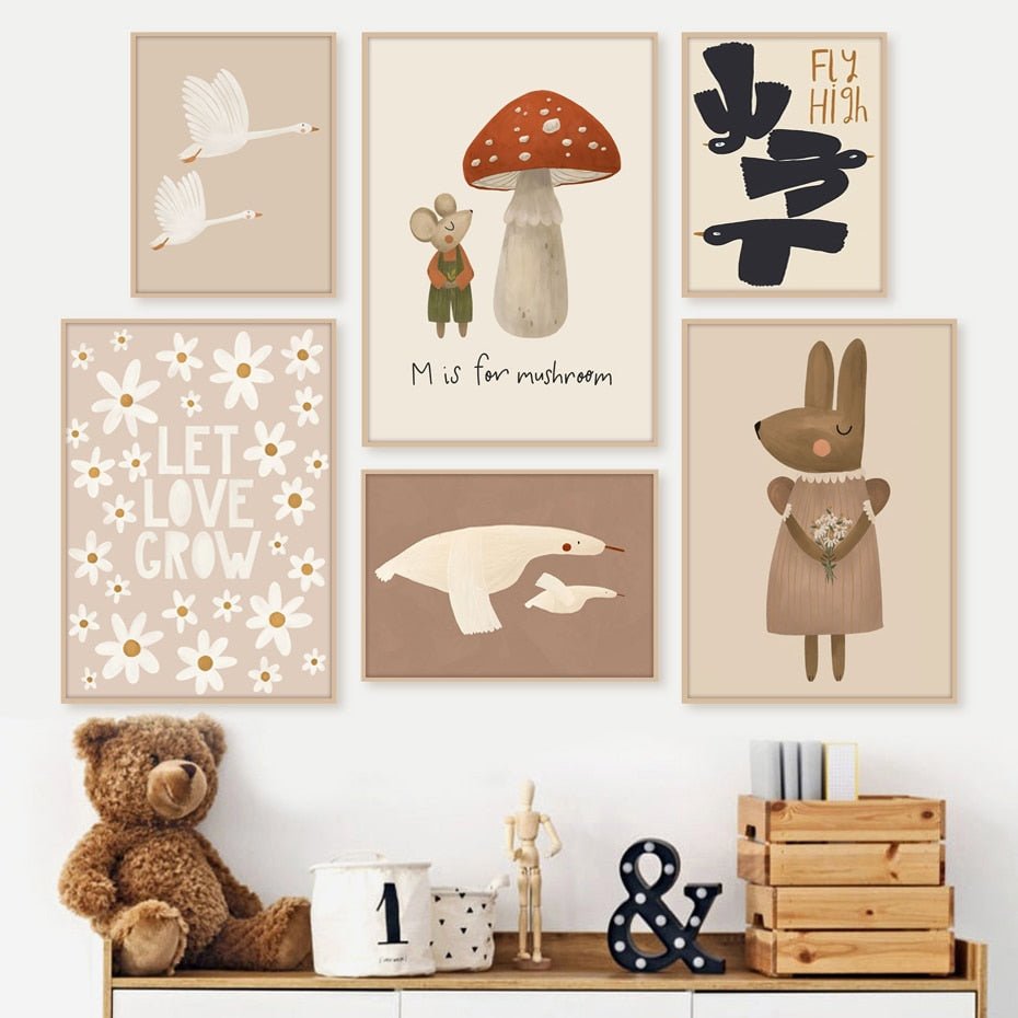 Cartoon Animal Wall Art for Baby Room - Casatrail.com