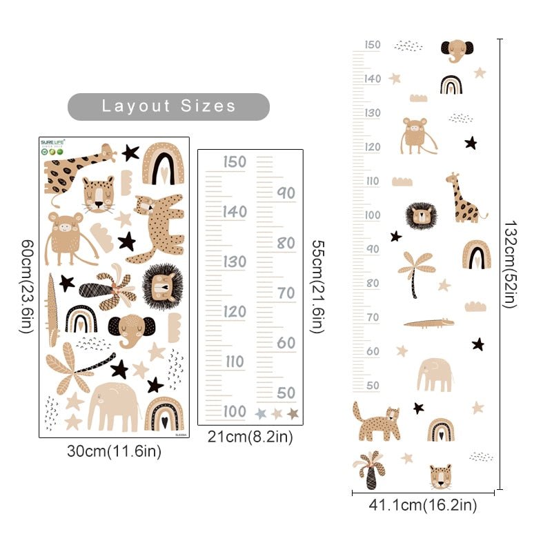 Cartoon Baby Height Measurement Vinyl Nursery Decal - Casatrail.com