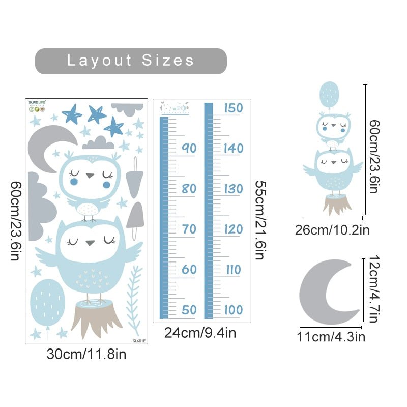 Cartoon Baby Height Measurement Vinyl Nursery Decal - Casatrail.com