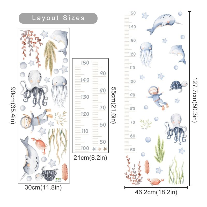 Cartoon Baby Height Measurement Vinyl Nursery Decal - Casatrail.com