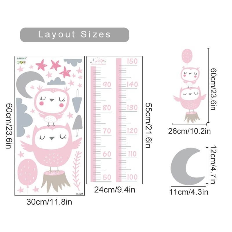 Cartoon Baby Height Measurement Vinyl Nursery Decal - Casatrail.com