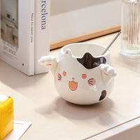 Thumbnail for Cartoon Ceramic Cat Mugs with Spoon - Casatrail.com