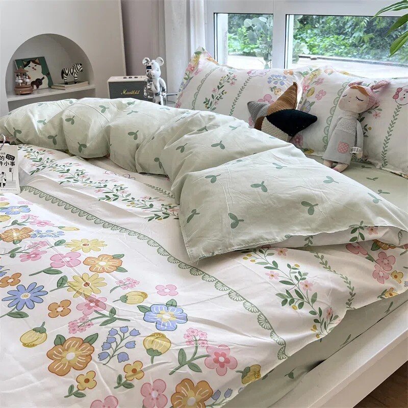 Cartoon Floral Duvet Cover Set for Kids - Casatrail.com