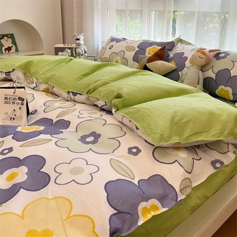 Cartoon Floral Duvet Cover Set for Kids - Casatrail.com