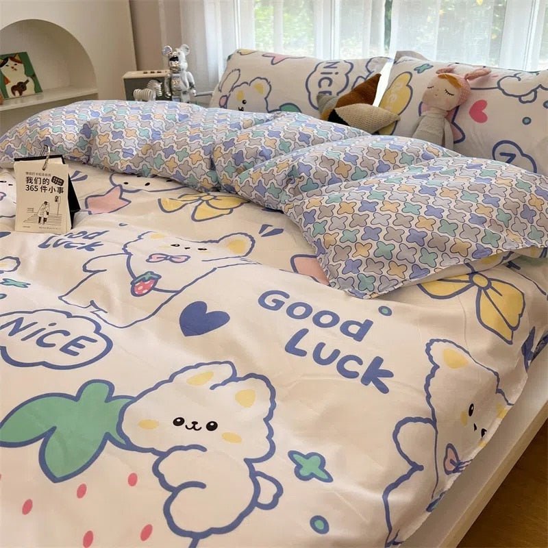 Cartoon Floral Duvet Cover Set for Kids - Casatrail.com